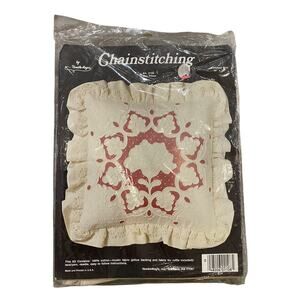 Vintage Chainstitching Pillow Kit NeedleMagic Lotus Flower Lace Ruffle Accent